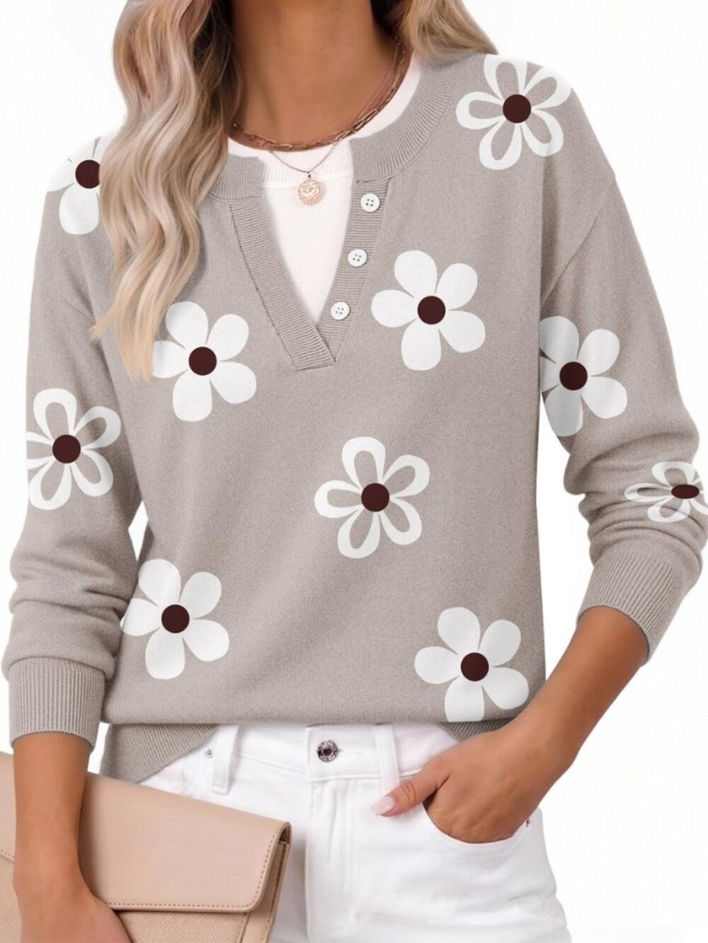 Women's Sweaters Long Sleeve Crew Neck Pullover Tops Dressy Outfits